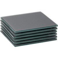Harbour Housewares 6x Square Glass Coasters - 10cm - Tabletop Protection Drink Coaster in Grey