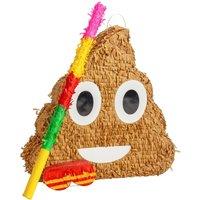 Fax Potato Pinatas Poop Emoji Cardboard Pinata, Stick & Blindfold Set Brown