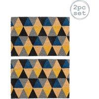 Nicola Spring Coir Door Mats - 60 x 40cm - Geometric - Set of 2 | Size: 40 cm x 60 cm