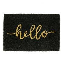 Nicola Spring Black Coir Door Mat - 60 x 40cm - Hello | Size: 40 cm x 60 cm
