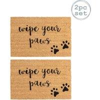Nicola Spring Coir Door Mats - 60 x 40cm - Paws - Set of 2 | Size: 40 cm x 60 cm