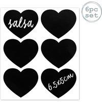 Nicola Spring Heart Glass Storage Jar Labels - 6.5 x 5cm - Black - Pack of 6 | Size: 6.5 x 5 cm
