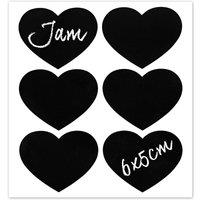 Nicola Spring Heart Glass Storage Jar Labels - 6 x 5cm - Black - Pack of 6 | Size: 6 x 5 cm
