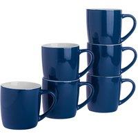 Argon Tableware 6x Coloured Coffee Mugs - 350ml - Durable Stoneware Latte Tea Cup in Navy