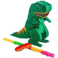 Fax Potato Pinatas Dinosaur Cardboard Pinata, Stick & Blindfold Set Green