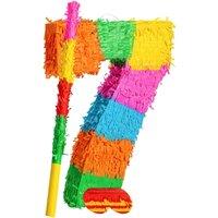 Fax Potato Pinatas Number 7 Cardboard Pinata, Stick & Blindfold Set Multi