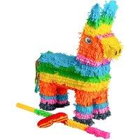 Fax Potato Pinatas Donkey Cardboard Pinata, Stick & Blindfold Set Multi