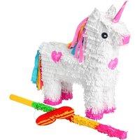 Fax Potato Pinatas Unicorn Cardboard Pinata, Stick & Blindfold Set White