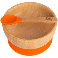 Tiny Dining Bamboo Baby Suction Bowl & Spoon Set in Orange