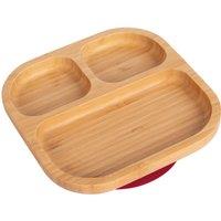 Tiny Dining Bamboo Suction Plate - Segmented - Divided Non-Slip Baby Weaning Plate in Red