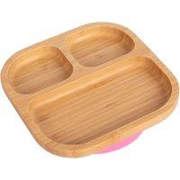 Tiny Dining Bamboo Suction Plate - Segmented - Divided Non-Slip Baby Weaning Plate in Dark Pink