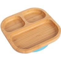 Tiny Dining Bamboo Suction Plate - Segmented - Divided Non-Slip Baby Weaning Plate in Blue