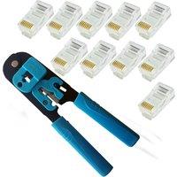 Loops RJ45 Crimp Tool & 10 Connectors 8P8C CAT5eCAT6 Crimping Crimper Network Cable
