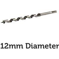 Loops 12mm x 235mm Long Hardened Steel Auger Drill Bit Hex Shank Shaft Woodwork Timber in Metallics