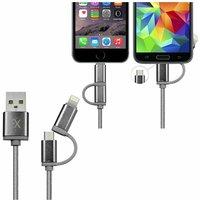 FX 2 in 1 Braided 'Charge & Sync Cable' 3m Space Grey