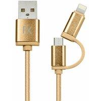 FX 2 in 1 Braided 'Charge & Sync Cable' 3m Gold