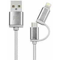 FX 2 in 1 Braided 'Charge & Sync Cable' 3m Silver