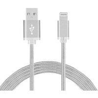 FX Powabud Braided USB 'Data Cable' for iPhones Sync & Charge Silver