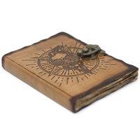 KDMD Leather Pentagon & Skull with Burns Detail Notebook (7x5") in Brown
