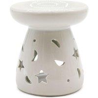 KDMD Lrg Classic White Oil Burner - Moon & Star