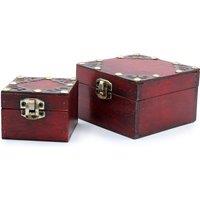 KDMD Set of 2 Gothic Square Boxes in Maroon