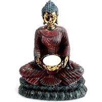 KDMD Antique Buddha - Devotee Candle Holder in Red