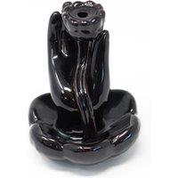 KDMD Back Flow Incense Burner - Hand & Lotus Flower in Black