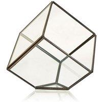 KDMD Glass Terrarium - Cube on Corner in Brown