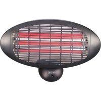 Primrose IPX4 Wall Mounted Quartz Bulb Electric Patio Heater with 3 Settings in Silver 2kW