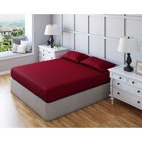 Snug City Fitted Sheet Polycotton Plain Dyed Extra Deep 25cm Bed Linen in Burgundy | Size: Cot Bed