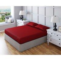 Snug City Fitted Sheet Polycotton Plain Dyed Extra Deep 25cm Bed Linen in Red | Size: Small Single