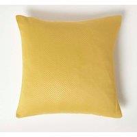 Homescapes Herringbone Cushion Cover in Mustard | Size: 45 cm x 45 cm