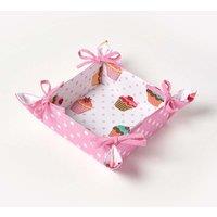 Homescapes Cupcake Reversible Bread Basket in Pink