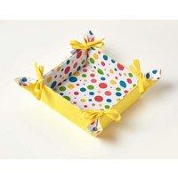 Homescapes Multi Colour Polka Dot Reversible Bread Basket in Yellow
