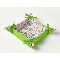 Homescapes Retro Flower Reversible Bread Basket in Green