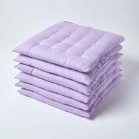Homescapes Seat Pad Luxury 100% Cotton Indoor Outdoor Garden Cushion, Button Tie, 40cm in Purple