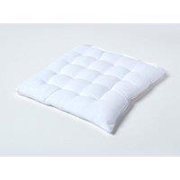 Homescapes Seat Pad Luxury 100% Cotton Indoor Outdoor Garden Cushion, Button Tie, 40cm in White