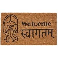Homescapes Swagat Welcome Coir Doormat in Natural | Size: 40 cm x 70 cm