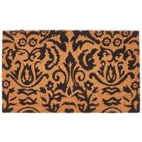 Homescapes Black Scroll Baroque Coir Doormat | Size: 45 cm x 75 cm