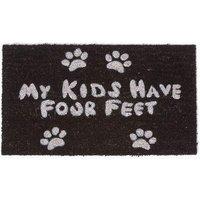 Homescapes Four Feet Paws Coir Doormat in Black | Size: 40 cm x 70 cm
