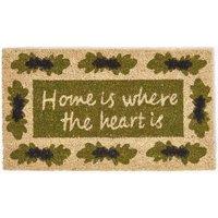 Homescapes Home Is Where The Heart Is Coir Doormat in Green | Size: 40 cm x 70 cm