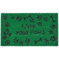 Homescapes Wipe Your Paws Coir Door Mat in Green | Size: 40 cm x 70 cm