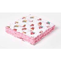 Homescapes Cotton Cup Cakes Floor Cushion in Pink | Size: 40 cm x 40 cm