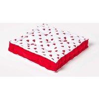 Homescapes Cotton Hearts Floor Cushion in Red | Size: 40 cm x 40 cm