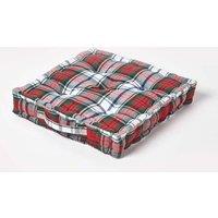 Homescapes Cotton Macduff Tartan Floor Cushion in Red | Size: 40 cm x 40 cm