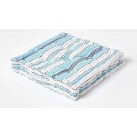 Homescapes Cotton New England Stripes- Floor Cushion in Blue | Size: 40 cm x 40 cm