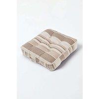 Homescapes Morocco Striped Cotton Floor Cushion in Beige | Size: 40 cm x 40 cm