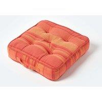 Homescapes Morocco Striped Cotton Floor Cushion in Orange | Size: 40 cm x 40 cm