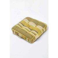Homescapes Morocco Striped Cotton Floor Cushion in Yellow | Size: 40 cm x 40 cm