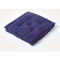 Homescapes Plain Cotton Floor Cushion in Navy | Size: 40 cm x 40 cm